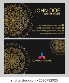 The "Golden Mandala Business Card" embodies elegance and luxury with its intricate design in rich gold tones. Symbolizing success and professionalism, perfect for conveying prestige.