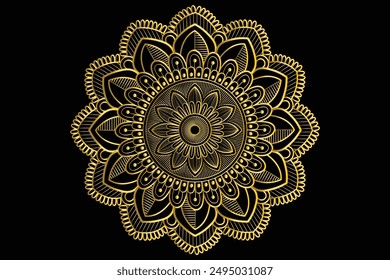 GOLDEN MANDALA CREATION BY ADOBE ILLUSTRATION 