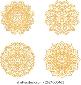 Projeto Mandala dourado. Plano de fundo decorativo mandala dourada. Mandala para hena, mehendi, tatuagem, elementos decorativos étnicos ornamentais, padrões orientais. Mandala dourada espiritual