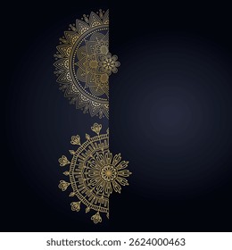 Golden Mandala design. Decorative golden mandala Background. Mandala for henna, mehendi, tattoo, Decorative ethnic ornamental elements, Oriental patterns. Spiritual golden mandala
