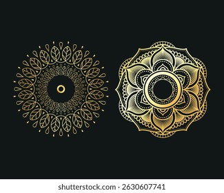 golden Mandala design. Decorative golden mandala. Mandala for henna, mehendi, business card, template, tattoo, Decorative ethnic ornamental elements, card. Spiritual golden mandala	