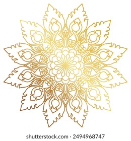 Golden Mandala Design Zartes und kompliziertes goldenes Mandala-Muster, das ein Gefühl von Frieden und spiritueller Harmonie ausstrahlt. Perfekt für Meditation, Yoga oder spirituelle Praktiken. 