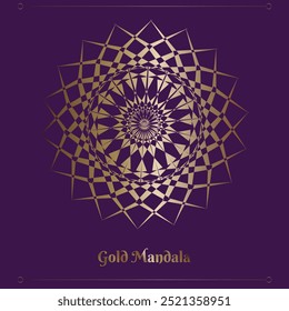 Golden mandala design, hand drawn art, Indian mandala art pattern, yoga, relaxing and easy mandala art for tattoo design, vector mandala design. Regal purple violet for Diwali, celebration and wedding