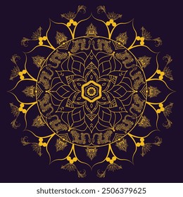 Golden mandala with dragons on dark background WITH LUXURY STYLE
