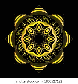Golden Mandala element on dark background , vector illustration.