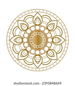 Golden mandala emblem with circles in the middle