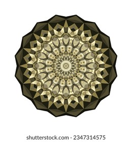 Golden mandala, ethnic vintage background. Abstract pattern of floral art in islamic style. Flat design, no effects, no gradients.