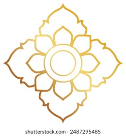 golden mandala flower Simple Thai flower pattern