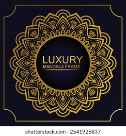 Golden mandala frame design with abstract background style