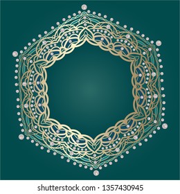 Golden mandala, Islam, Arabic and Indian motifs, greeting card for ramadan holidays, Vector illustration