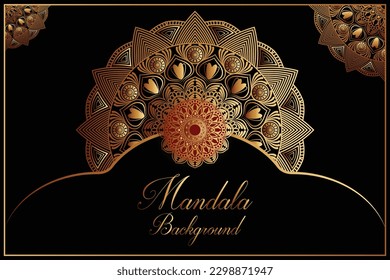 Golden mandala luxury ornamental design background
