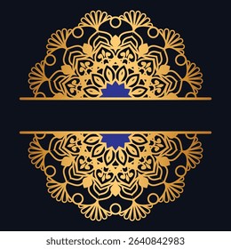 Golden mandala luxury vintage frame divider gold wedding invitation clipart	