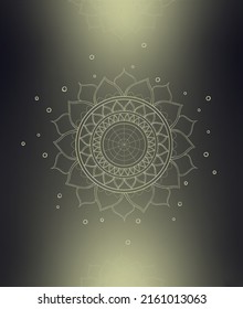 Golden mandala on dark gradient background