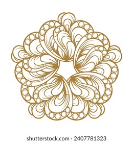 Golden mandala on the white background. Ethnic style vector illustration.