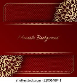 golden mandala ornament, on a red background, vector design