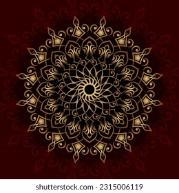 golden mandala ornament, round decorative design