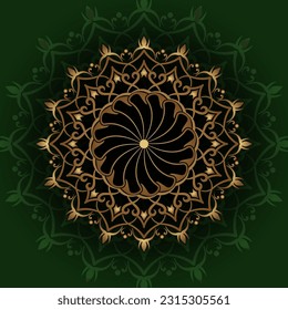golden mandala ornament, round decorative design