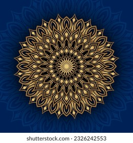 golden mandala ornament, round decorative design
