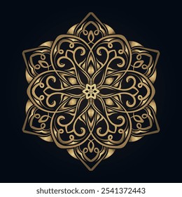 golden mandala ornament, round decorative design