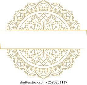 Golden Mandala Outline Text Frame