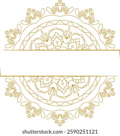 Golden Mandala Outline Text Frame