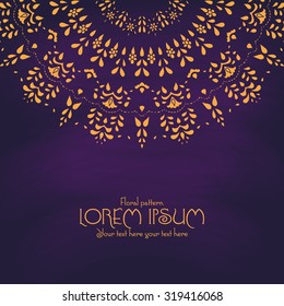 Golden mandala pattern design template. Vintage ethnic background frame. Vector illustration.