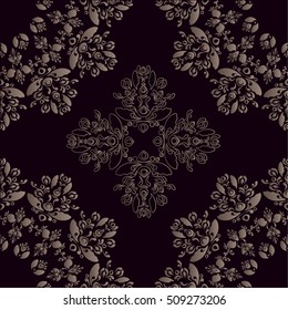 Golden mandala pattern design template. Vintage ethnic background frame. Vector illustration.
