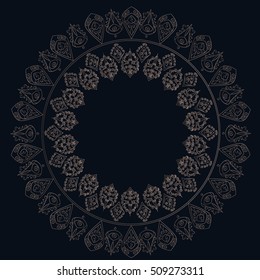 Golden mandala pattern design template. Vintage ethnic background frame. Vector illustration.