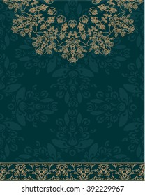 Golden mandala pattern design. Vintage ethnic background frame. Vector illustration.