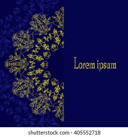 Golden mandala pattern design. Vintage ethnic background frame. Vector illustration.