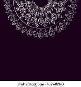 Golden mandala pattern design. Vintage ethnic background frame. Vector illustration.