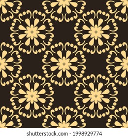 Patrón de Mandala dorada. Patrón sin fisuras del vector gris geométrico dorado. Fondo abstracto ornamental texturado. Bonito diseño ornamental. Fondo superficial de repetición moderno. 