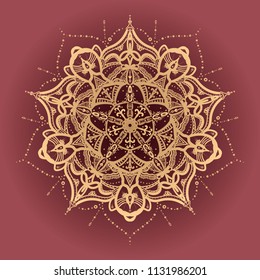 Golden mandala pattern. Vintage decorative design elements. Vector illustration. Islam, Indian, spain, turkish, chinese, portuguese  motifs. Perfect for printing on fabric, paper, ceramic tile.