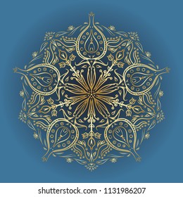 Golden mandala pattern. Vintage decorative design elements. Vector illustration. Islam, Indian, spain, turkish, chinese, portuguese  motifs. Perfect for printing on fabric, paper, ceramic tile.
