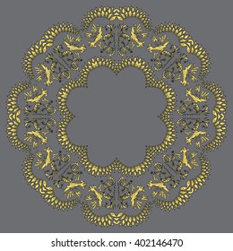 Golden Mandala. Round Ornament Pattern. Vintage decorative elements. Hand drawn Background with Native Traditional Motifs.Good for paper, card, cover, fabric, textile and fashion print.