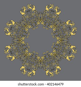 Golden Mandala. Round Ornament Pattern. Vintage decorative elements. Hand drawn Background with Native Traditional Motifs.Good for paper, card, cover, fabric, textile and fashion print.