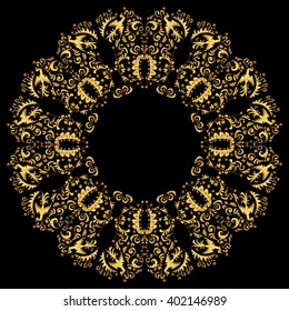 Golden Mandala. Round Ornament Pattern. Vintage decorative elements. Hand drawn Background with Native Traditional Motifs.Good for paper, card, cover, fabric, textile and fashion print.