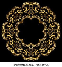 Golden Mandala. Round Ornament Pattern. Vintage decorative elements. Hand drawn Background with Native Traditional Motifs.Good for paper, card, cover, fabric, textile and fashion print.