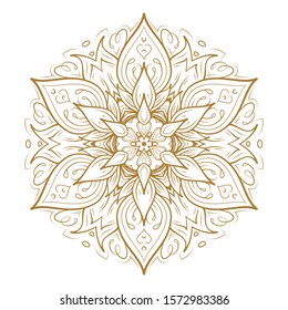 Golden mandala temporary tattoo. Ethnic style vector graphic.
