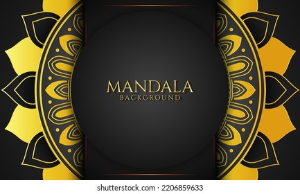Fondo vector dorado mandala. Plantilla de tarjeta de felicitación. Tarjeta vectorial vectorial de lujo vintage. Ilustración vectorial.