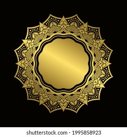 Golden Mandala Vector Design Element. Ornamental decoration. Gold mandala flower pattern. Vintage floral line.