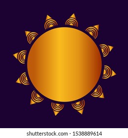The Golden Mandala Vector Flower Pattern Logo Design With Purple Background