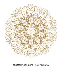 Golden mandala vector illustration. Ethnic style temporary tattoo.