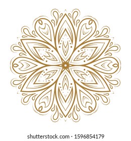 Golden mandala vector illustration. Ethnic style temporary tattoo.