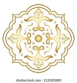 Golden mandala. Vintage decorative elements. Hand drawn background. Islam, Arabic, Indian, ottoman motifs. Perfect for printing on fabric or paper.