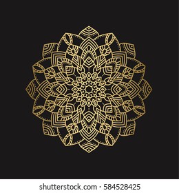 Golden Mandala. Vintage mandala, elements mandala. Oriental pattern with mandala, vector illustration on dark 