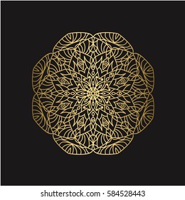 Golden Mandala. Vintage mandala, elements mandala. Oriental pattern with mandala, vector illustration on dark 