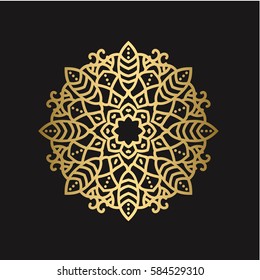 Golden Mandala. Vintage mandala, elements mandala. Oriental pattern with mandala, vector illustration on dark 