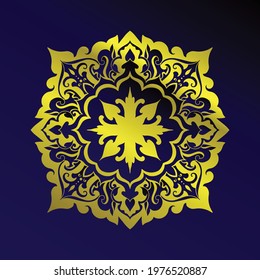 Golden mandalas for a luxurious hue on fabric and party card designs and wedding invitations in Europe, Turkey, Arabia and India. Minimalist elegant illustrations make the design look beautiful.
