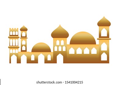 golden manger houses cityscape buildings landscape vector illustration design